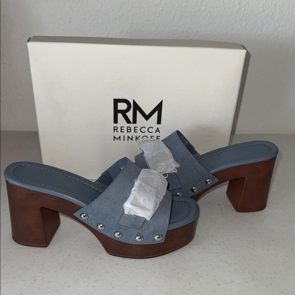 Rebecca Minkoff Shoes - New in box Rebecca Minkoff Dusty Blue Suede Platform Clog with Studs